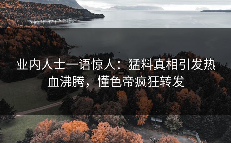 业内人士一语惊人:猛料真相引发热血沸腾,懂色帝疯狂转发 业内人士一语惊人:猛料真相引发热血沸腾,懂色帝疯狂转发