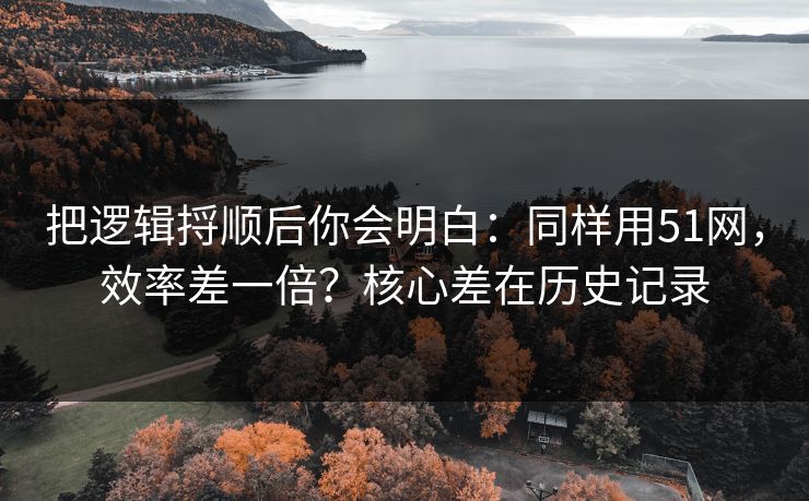 把逻辑捋顺后你会明白：同样用51网，效率差一倍？核心差在历史记录