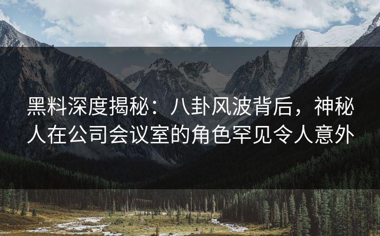 黑料深度揭秘：八卦风波背后，神秘人在公司会议室的角色罕见令人意外