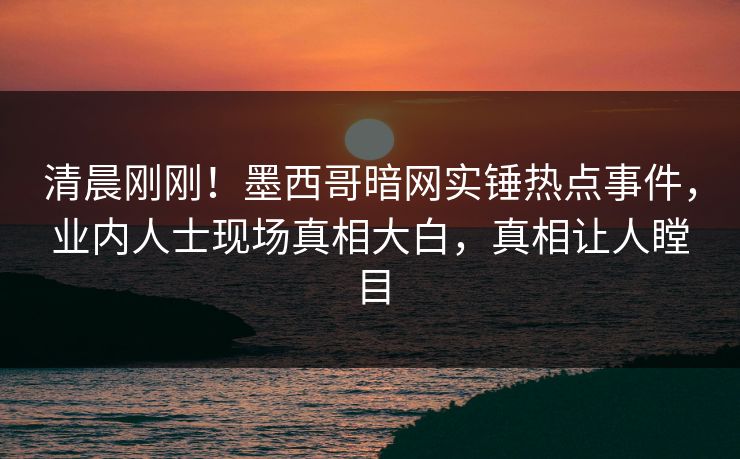 清晨刚刚！墨西哥暗网实锤热点事件，业内人士现场真相大白，真相让人瞠目