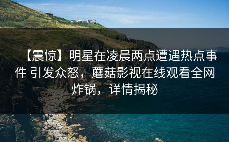 【震惊】明星在凌晨两点遭遇热点事件 引发众怒，蘑菇影视在线观看全网炸锅，详情揭秘